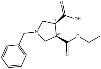 (3S,4R)-1-benzyl-4-(ethoxycarbonyl)pyrrolidine-3-carboxylic acid Struktur