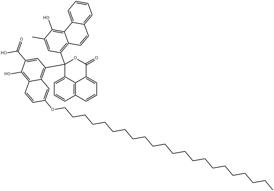 6-(docosyloxy)-1-hydroxy-4-[1-(4-hydroxy-3-methyl-1-phenanthryl)-3-oxo-1H,3H-benzo[de]isochromen-1-yl]-2-naphthoic acid Struktur