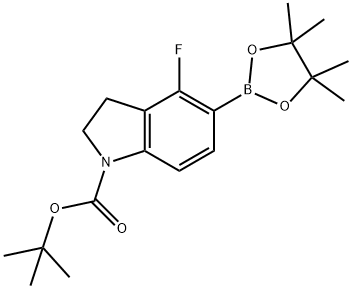 tert-butyl 4-fluoro-5-(4,4,5,5-tetramethyl-1,3,2-dioxaborolan-2-yl)indoline-1-carboxylate Struktur