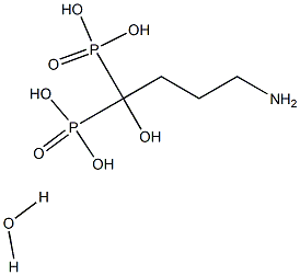 (4-amino-1-hydroxy-1-phosphonobutyl)phosphonic acid hydrate Struktur