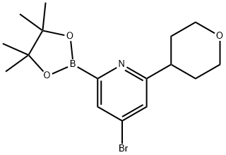 4-Bromo-6-(4-tetrahydropyranyl)pyridine-2-boronic acid pinacol ester Struktur