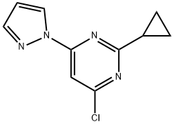 4-Chloro-2-cyclopropyl-6-(1H-pyrazol-1-yl)pyrimidine Struktur