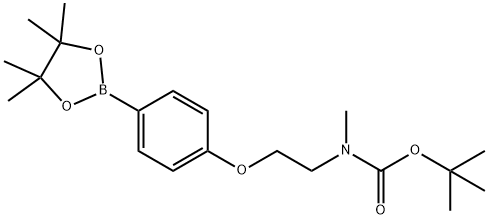 Methyl-{2-[4-(4,4,5,5-tetramethyl-[1,3,2]dioxaborolan-2-yl)-phenoxy-]-ethyl}-carbamic acid tert-butyl ester Struktur