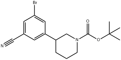 3-(N-Boc-Piperidin-3-yl)-5-cyano-1-bromobenzene Struktur