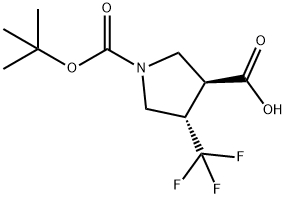 (3S,4S)-1-(tert-butoxycarbonyl)-4-(trifluoromethyl)pyrrolidine-3-carboxylic acid Struktur