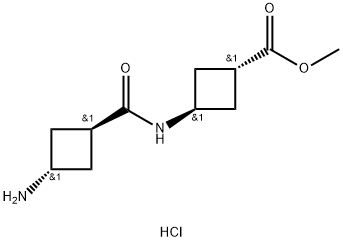 methyl 3-[(3-aminocyclobutanecarbonyl)amino]cyclobutanecarboxylate hydrochloride Struktur