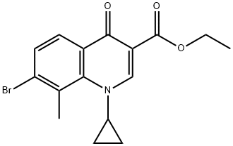 3-Quinolinecarboxylic acid,7-bromo-1-cyclopropyl-1,4-dihydro-8-methyl-4-oxo-, ethyl ester Struktur