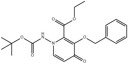 1-(tert-Butoxycarbonylamino)-3-benzyloxy-4-oxo-1,4-dihydropyridine-2-carboxylic acid ethyl ester Struktur