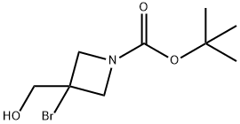 1-Azetidinecarboxylic acid, 3-bromo-3-(hydroxymethyl)-, 1,1-dimethylethyl ester Struktur