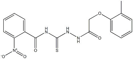 2-nitro-N-({2-[(2-methylphenoxy)acetyl]hydrazino}carbothioyl)benzamide Struktur