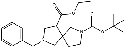 2-tert-butyl 9-ethyl 7-benzyl-2,7-diazaspiro[4.4]nonane-2,9-dicarboxylate Struktur