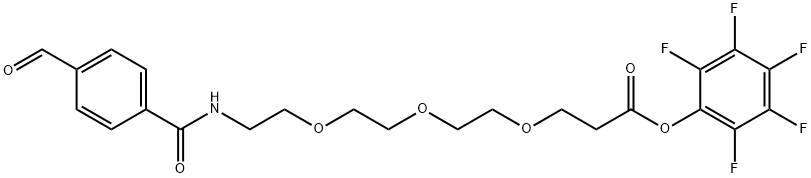 2,3,4,5,6-Pentafluorophenyl 3-[2-(2-{2-[(4-formylphenyl)formamido]ethoxy}ethoxy)ethoxy]propanoate Struktur