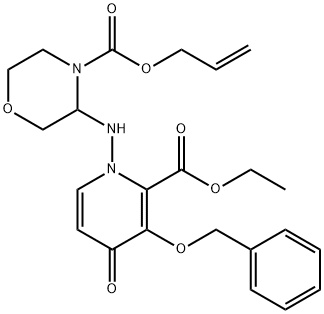 Allyl 3-((3-(benzyloxy)-2-(ethoxycarbonyl)-4-oxopyridin-1(4H)-yl)amino)morpholine-4-carboxylate Struktur