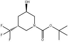 tert-butyl trans-3-hydroxy-5-(trifluoromethyl)piperidine-1-carboxylate Struktur