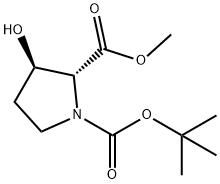 1-(tert-butyl) 2-methyl (2R,3R)-3-hydroxypyrrolidine-1,2-dicarboxylate Struktur