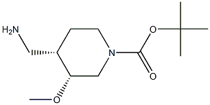 tert-butyl (3R,4S)-4-(aminomethyl)-3-methoxypiperidine-1-carboxylate Struktur