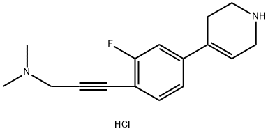 3-(2-氟-4-(1,2,3,6-四氫吡啶-4-基)苯基-N,N-二甲基丙-2-炔-1-胺鹽酸鹽, 2215065-31-7, 結構式