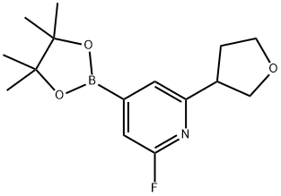 2-fluoro-6-(tetrahydrofuran-3-yl)-4-(4,4,5,5-tetramethyl-1,3,2-dioxaborolan-2-yl)pyridine Struktur