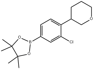 2-(3-chloro-4-(tetrahydro-2H-pyran-3-yl)phenyl)-4,4,5,5-tetramethyl-1,3,2-dioxaborolane Struktur