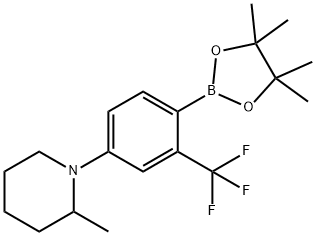 2-Trifluoromethyl-4-(2-methylpiperidin-1-yl)phenylboronic acid pinacol ester Struktur