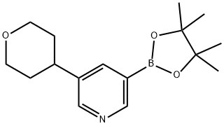 3-(tetrahydro-2H-pyran-4-yl)-5-(4,4,5,5-tetramethyl-1,3,2-dioxaborolan-2-yl)pyridine Struktur