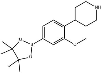 4-(2-methoxy-4-(4,4,5,5-tetramethyl-1,3,2-dioxaborolan-2-yl)phenyl)piperidine Struktur