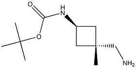 tert-butyl N-[cis-3-(aminomethyl)-3-methylcyclobutyl]carbamate Struktur