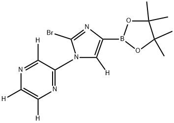 2-(2-bromo-4-(4,4,5,5-tetramethyl-1,3,2-dioxaborolan-2-yl)-1H-imidazol-1-yl-5-d)pyrazine-3,5,6-d3 Struktur