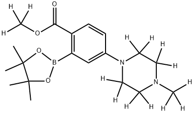 methyl-d3 4-(4-(methyl-d3)piperazin-1-yl-2,2,3,3,5,5,6,6-d8)-2-(4,4,5,5-tetramethyl-1,3,2-dioxaborolan-2-yl)benzoate Struktur