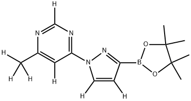 4-(methyl-d3)-6-(3-(4,4,5,5-tetramethyl-1,3,2-dioxaborolan-2-yl)-1H-pyrazol-1-yl-4,5-d2)pyrimidine-2,5-d2 Struktur