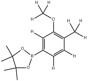 2-(3-(methoxy-d3)-4-(methyl-d3)phenyl-2,5,6-d3)-4,4,5,5-tetramethyl-1,3,2-dioxaborolane Struktur