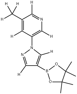 3-(methyl-d3)-5-(4-(4,4,5,5-tetramethyl-1,3,2-dioxaborolan-2-yl)-1H-pyrazol-1-yl-3,5-d2)pyridine-2,4,6-d3 Struktur