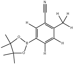 2-(methyl-d3)-5-(4,4,5,5-tetramethyl-1,3,2-dioxaborolan-2-yl)benzonitrile-3,4,6-d3 Struktur