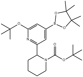 tert-butyl 2-(6-(tert-butoxy)-4-(4,4,5,5-tetramethyl-1,3,2-dioxaborolan-2-yl)pyridin-2-yl)piperidine-1-carboxylate Struktur