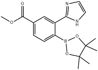 methyl 3-(1H-imidazol-2-yl)-4-(4,4,5,5-tetramethyl-1,3,2-dioxaborolan-2-yl)benzoate Struktur