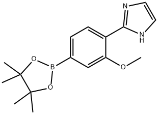 2-(2-methoxy-4-(4,4,5,5-tetramethyl-1,3,2-dioxaborolan-2-yl)phenyl)-1H-imidazole Struktur