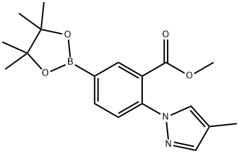 methyl 2-(4-methyl-1H-pyrazol-1-yl)-5-(4,4,5,5-tetramethyl-1,3,2-dioxaborolan-2-yl)benzoate Struktur