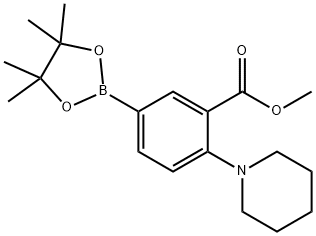 methyl 2-(piperidin-1-yl)-5-(4,4,5,5-tetramethyl-1,3,2-dioxaborolan-2-yl)benzoate Struktur