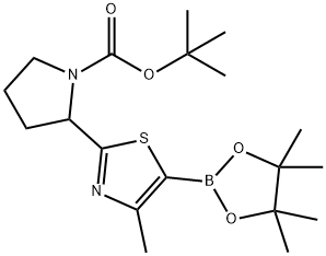 tert-butyl 2-(4-methyl-5-(4,4,5,5-tetramethyl-1,3,2-dioxaborolan-2-yl)thiazol-2-yl)pyrrolidine-1-carboxylate Struktur