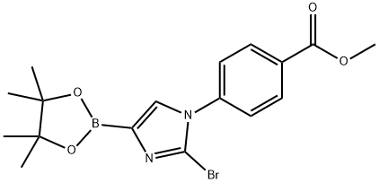 methyl 4-(2-bromo-4-(4,4,5,5-tetramethyl-1,3,2-dioxaborolan-2-yl)-1H-imidazol-1-yl)benzoate Struktur