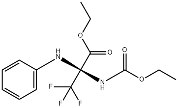 ethyl 2-anilino-2-[(ethoxycarbonyl)amino]-3,3,3-trifluoropropanoate Struktur