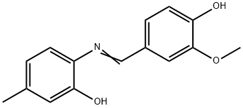 4-{[(2-hydroxy-4-methylphenyl)imino]methyl}-2-methoxyphenol Struktur