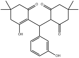 2-[(2-hydroxy-4,4-dimethyl-6-oxo-1-cyclohexen-1-yl)(3-hydroxyphenyl)methyl]-5,5-dimethyl-1,3-cyclohexanedione Struktur