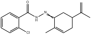 2-chloro-N'-(5-isopropenyl-2-methyl-2-cyclohexen-1-ylidene)benzohydrazide Struktur