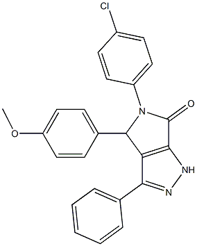 5-(4-chlorophenyl)-4-(4-methoxyphenyl)-3-phenyl-4,5-dihydropyrrolo[3,4-c]pyrazol-6(1H)-one Struktur