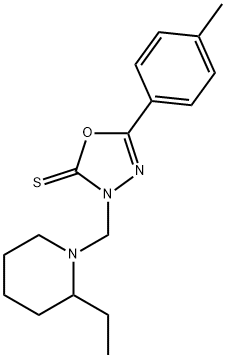 3-[(2-ethyl-1-piperidinyl)methyl]-5-(4-methylphenyl)-1,3,4-oxadiazole-2(3H)-thione Struktur