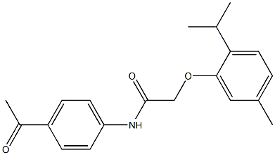 N-(4-acetylphenyl)-2-(2-isopropyl-5-methylphenoxy)acetamide Struktur