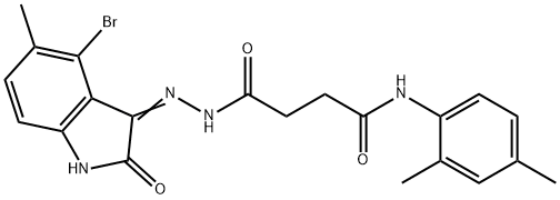 4-[2-(4-bromo-5-methyl-2-oxo-1,2-dihydro-3H-indol-3-ylidene)hydrazino]-N-(2,4-dimethylphenyl)-4-oxobutanamide Struktur