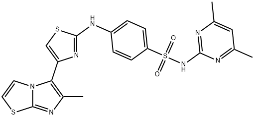 N-(4,6-dimethylpyrimidin-2-yl)-4-{[4-(6-methylimidazo[2,1-b][1,3]thiazol-5-yl)-1,3-thiazol-2-yl]amino}benzenesulfonamide Struktur