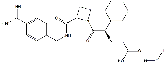 2-{[(1R)-2-[(2S)-2-{[(4-carbamimidoylphenyl)methyl]carbamoyl}azetidin-1-yl]-1-cyclohexyl-2-oxoethyl]amino}acetic acid hydrate Struktur